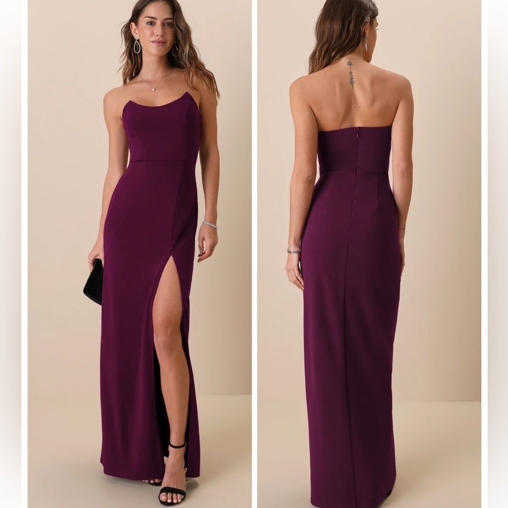 Lulus Sensational Beauty Plum Purple Strapless Maxi Dress size XL Formal Prom